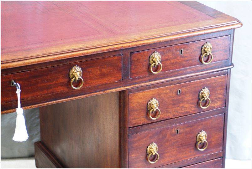 2070 Antique Victorian Walnut Pedestal Desk (8)